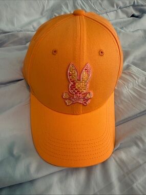 Psycho Bunny Orange Baseball Cap with Embroidered Logo